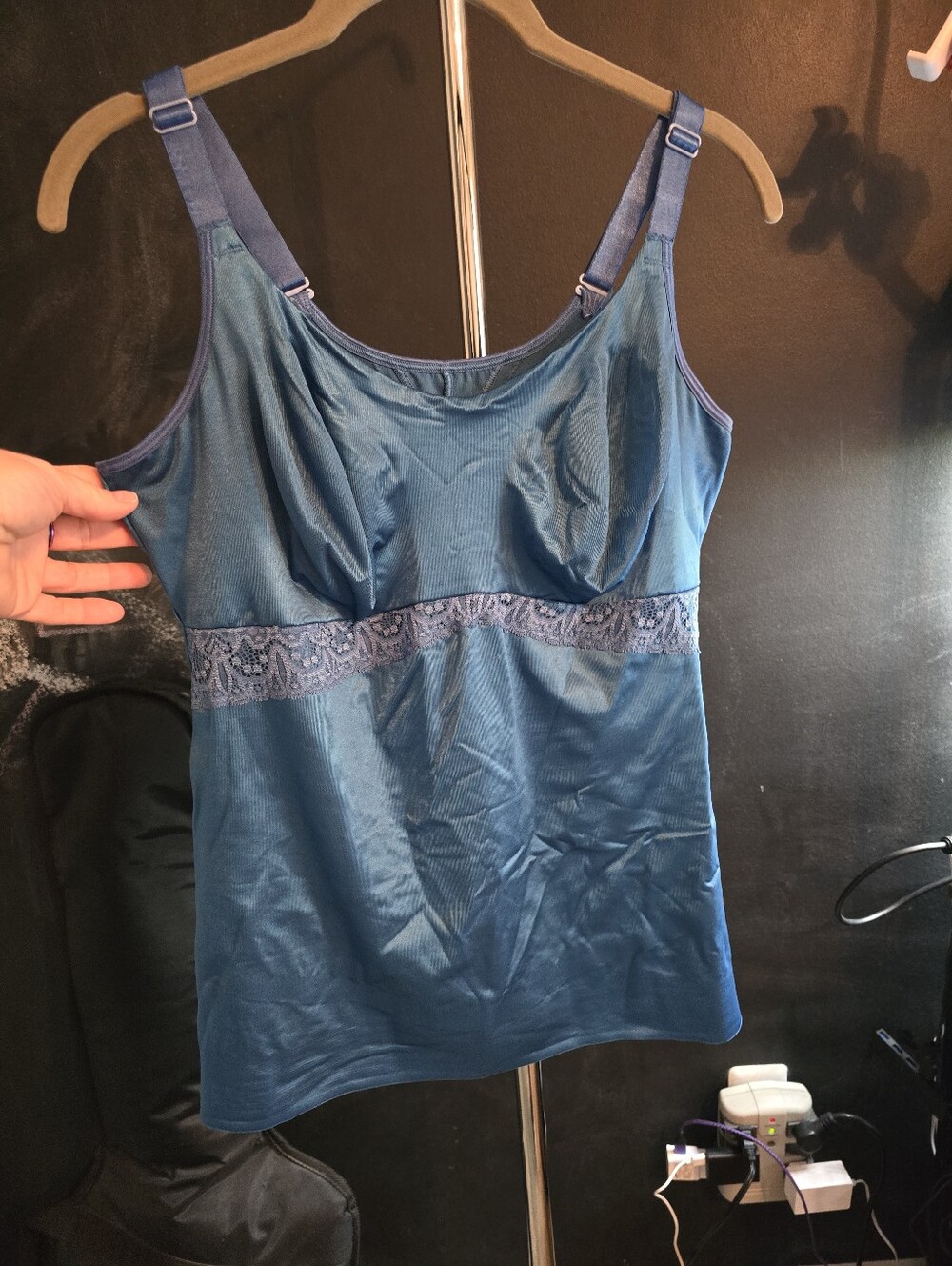 Ruby Ribbon Blue Lace-Trim Camisole Size 44